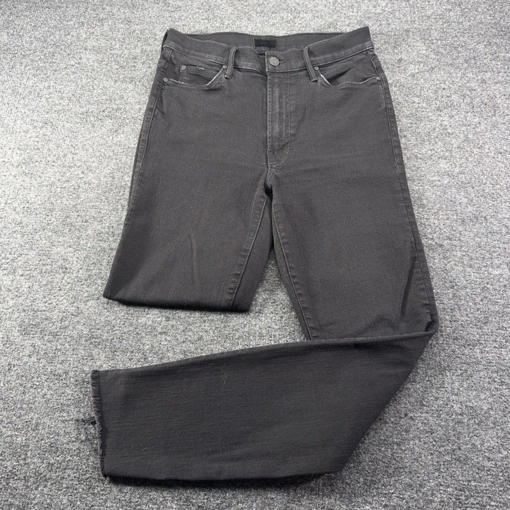 Mother Stunner Zip Ankle Step Fray Jeans Not Guilty Black Skinny 27